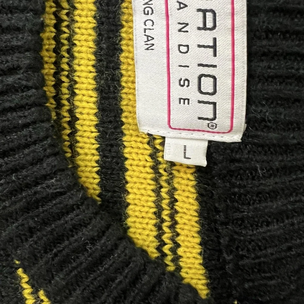 Live Nation Wu-Tang Clan Sweater Mens Large Black Yellow Fair Isle Knit Pullover